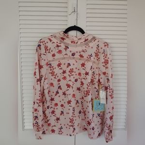 NWT CeCe sz Small Pink Blush Blouse